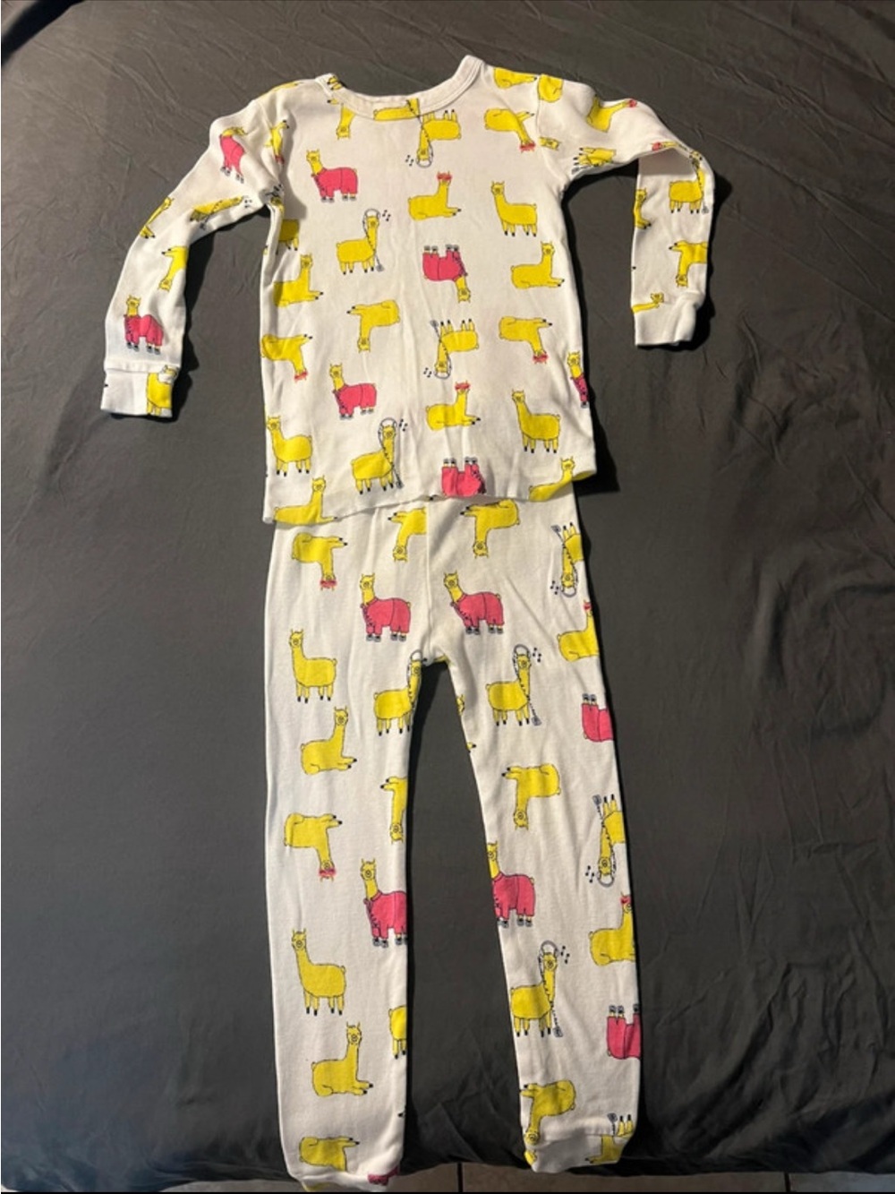 BabyGap White Llama Print Pajama Set - Yellow & Pink